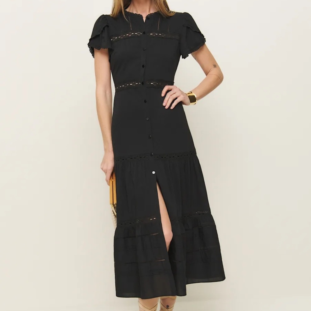 Reformation Zebrina Dress Black - Size 0